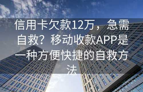 信用卡欠款12万，急需自救？移动收款APP是一种方便快捷的自救方法