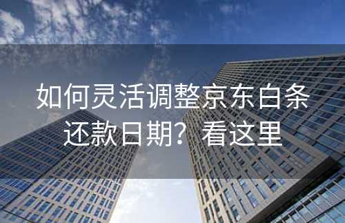 如何灵活调整京东白条还款日期？看这里