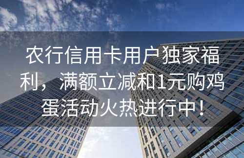 农行信用卡用户独家福利，满额立减和1元购鸡蛋活动火热进行中！