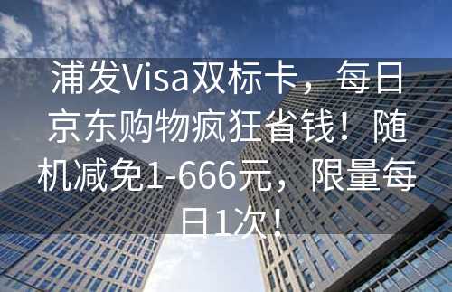 浦发Visa双标卡，每日京东购物疯狂省钱！随机减免1-666元，限量每日1次！