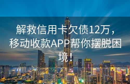 解救信用卡欠债12万，移动收款APP帮你摆脱困境！