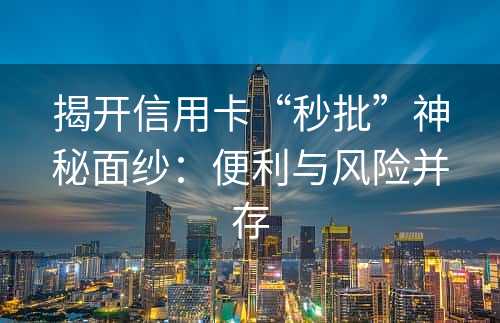 揭开信用卡“秒批”神秘面纱：便利与风险并存