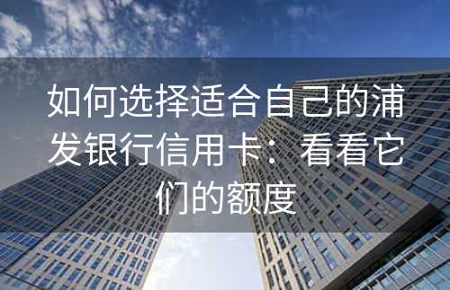 如何选择适合自己的浦发银行信用卡：看看它们的额度