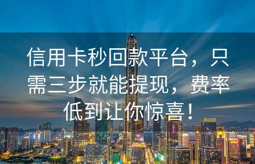 信用卡秒回款平台，只需三步就能提现，费率低到让你惊喜！