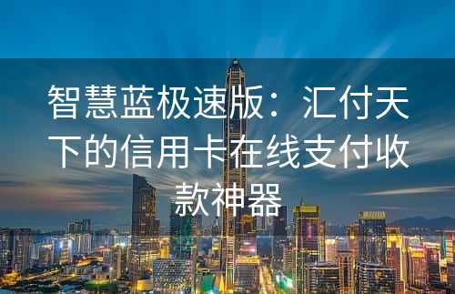 智慧蓝极速版：汇付天下的信用卡在线支付收款神器