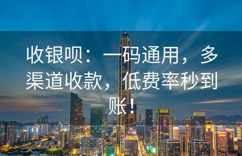 收银呗：一码通用，多渠道收款，低费率秒到账！