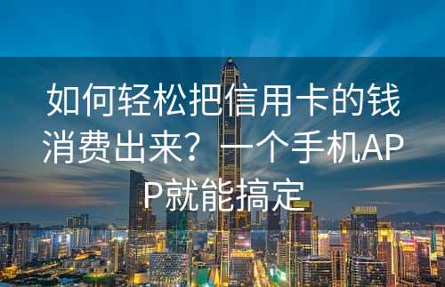 如何轻松把信用卡的钱消费出来？一个手机APP就能搞定