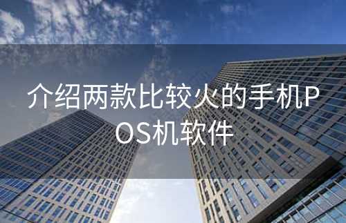 介绍两款比较火的手机POS机软件