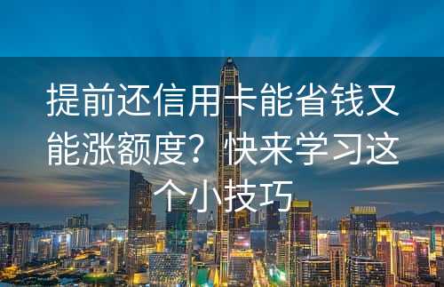 提前还信用卡能省钱又能涨额度？快来学习这个小技巧