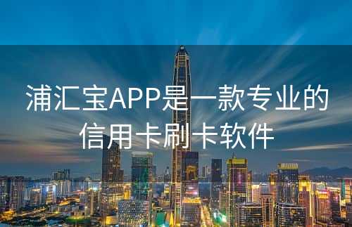 浦汇宝APP是一款专业的信用卡刷卡软件