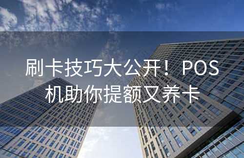 刷卡技巧大公开！POS机助你提额又养卡