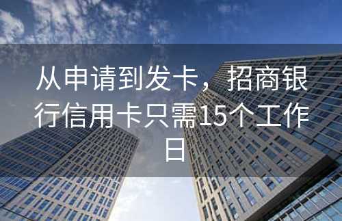 从申请到发卡，招商银行信用卡只需15个工作日