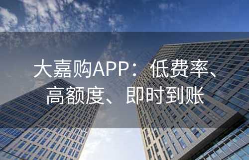 大嘉购APP：低费率、高额度、即时到账