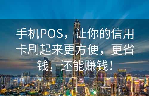 手机POS，让你的信用卡刷起来更方便，更省钱，还能赚钱！