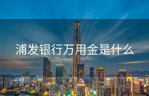 浦发银行万用金是什么