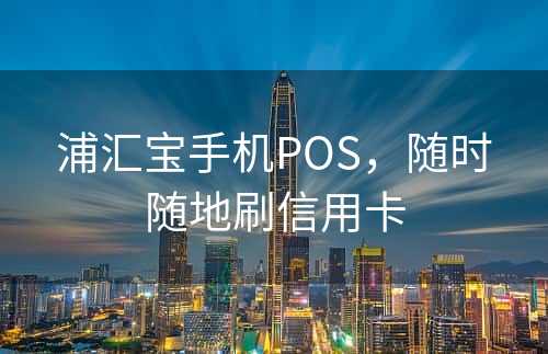 浦汇宝手机POS，随时随地刷信用卡