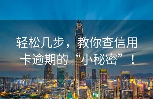 轻松几步，教你查信用卡逾期的“小秘密”！