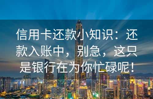 信用卡还款小知识：还款入账中，别急，这只是银行在为你忙碌呢！