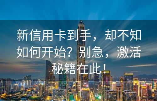 新信用卡到手，却不知如何开始？别急，激活秘籍在此！