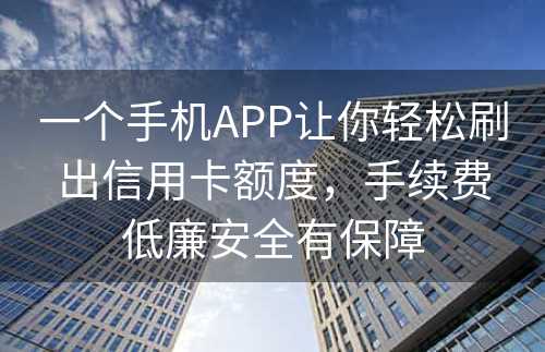 一个手机APP让你轻松刷出信用卡额度，手续费低廉安全有保障