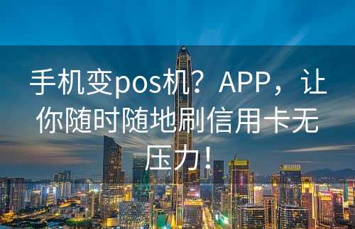 手机变pos机？APP，让你随时随地刷信用卡无压力！