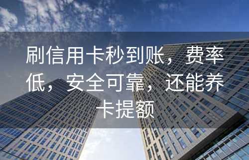 刷信用卡秒到账，费率低，安全可靠，还能养卡提额
