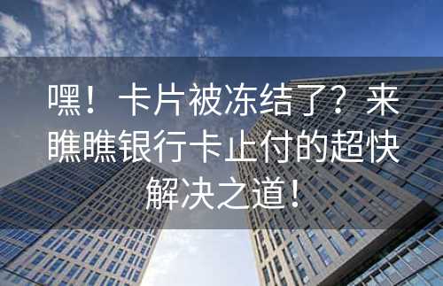 嘿！卡片被冻结了？来瞧瞧银行卡止付的超快解决之道！