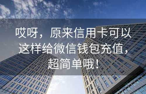 哎呀，原来信用卡可以这样给微信钱包充值，超简单哦！