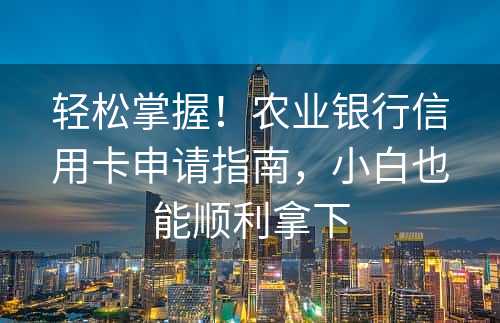 轻松掌握！农业银行信用卡申请指南，小白也能顺利拿下