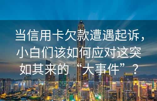 当信用卡欠款遭遇起诉，小白们该如何应对这突如其来的“大事件”？