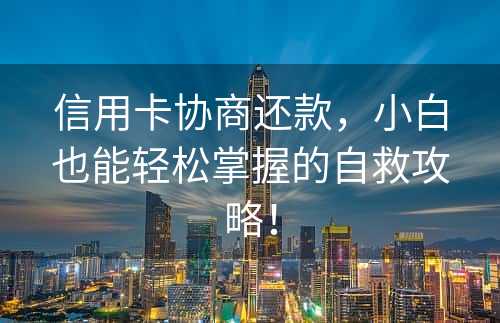 信用卡协商还款，小白也能轻松掌握的自救攻略！