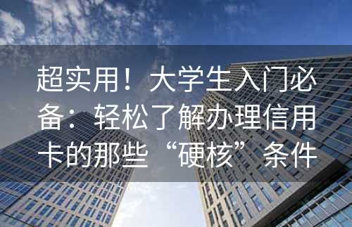 超实用！大学生入门必备：轻松了解办理信用卡的那些“硬核”条件