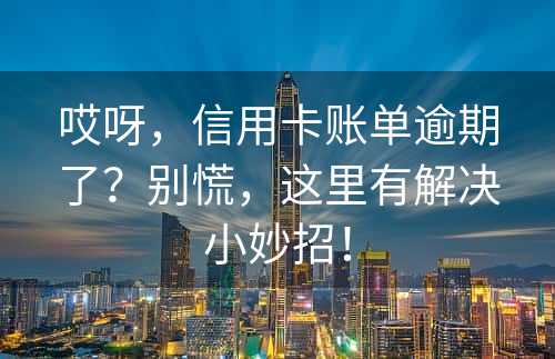 哎呀，信用卡账单逾期了？别慌，这里有解决小妙招！