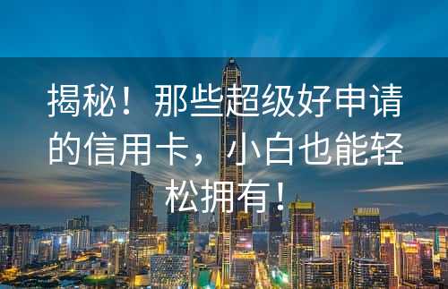 揭秘！那些超级好申请的信用卡，小白也能轻松拥有！