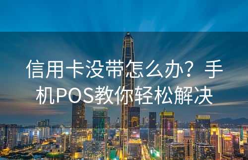 信用卡没带怎么办？手机POS教你轻松解决