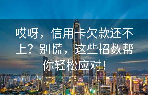 哎呀，信用卡欠款还不上？别慌，这些招数帮你轻松应对！