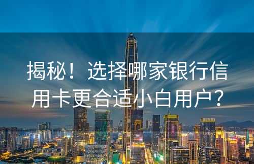 揭秘！选择哪家银行信用卡更合适小白用户？