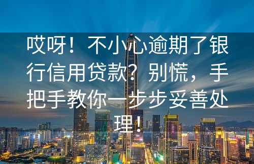 哎呀！不小心逾期了银行信用贷款？别慌，手把手教你一步步妥善处理！