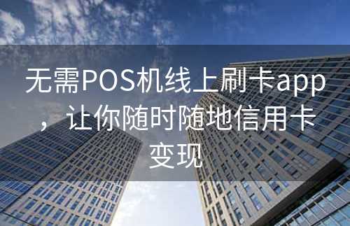 无需POS机线上刷卡app，让你随时随地信用卡变现
