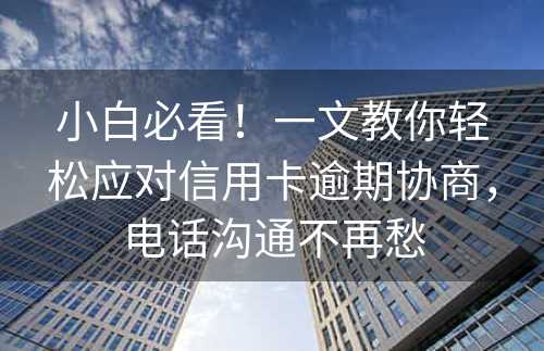 小白必看！一文教你轻松应对信用卡逾期协商，电话沟通不再愁