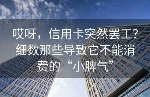 哎呀，信用卡突然罢工？细数那些导致它不能消费的“小脾气”