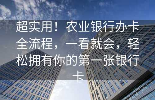 超实用！农业银行办卡全流程，一看就会，轻松拥有你的第一张银行卡