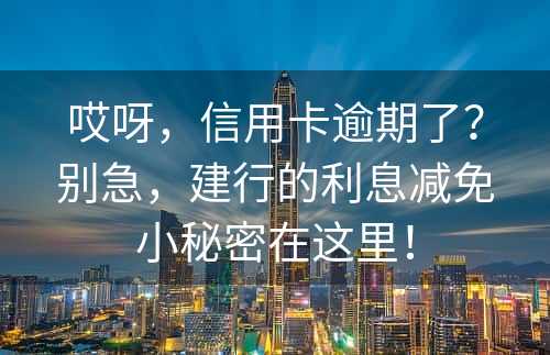 哎呀，信用卡逾期了？别急，建行的利息减免小秘密在这里！