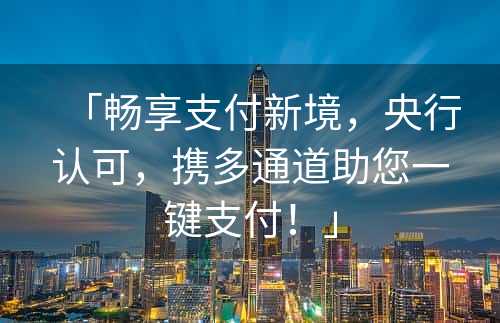 「畅享支付新境，央行认可，携多通道助您一键支付！」