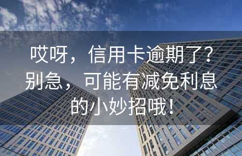 哎呀，信用卡逾期了？别急，可能有减免利息的小妙招哦！