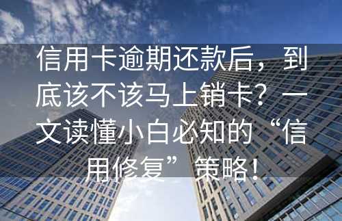 信用卡逾期还款后，到底该不该马上销卡？一文读懂小白必知的“信用修复”策略！