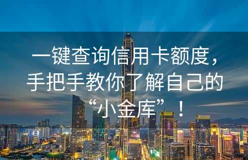 一键查询信用卡额度，手把手教你了解自己的“小金库”！