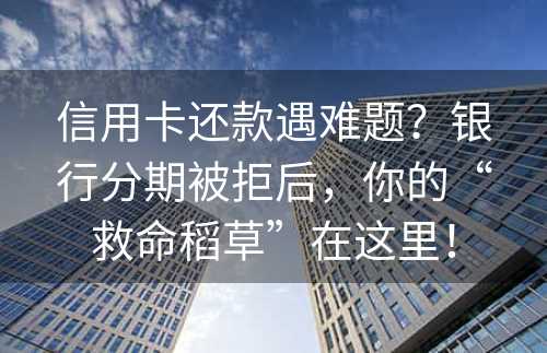 信用卡还款遇难题？银行分期被拒后，你的“救命稻草”在这里！