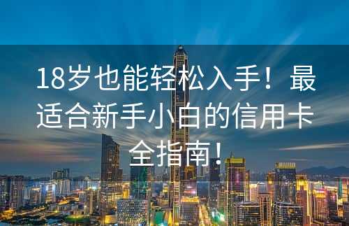 18岁也能轻松入手！最适合新手小白的信用卡全指南！