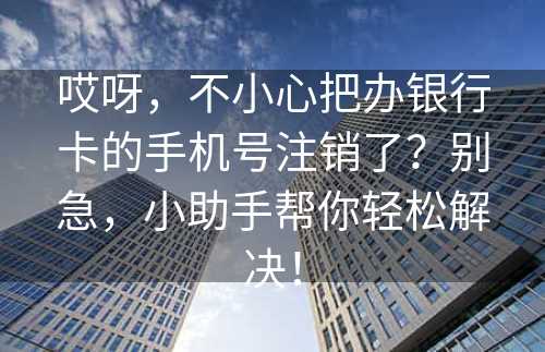 哎呀，不小心把办银行卡的手机号注销了？别急，小助手帮你轻松解决！